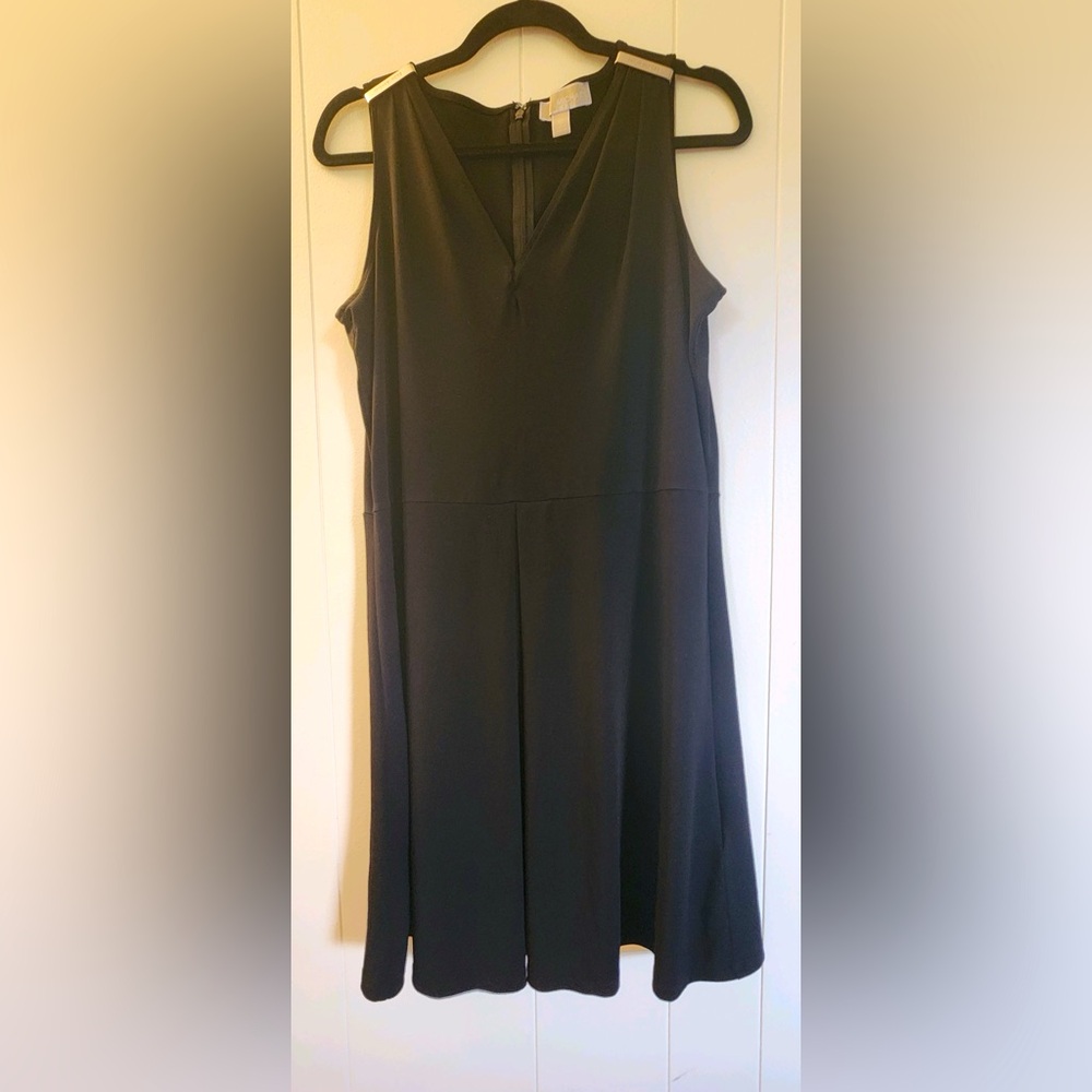 MK Black Sleeveless DRESS with Stretch and Metal Logo on Shoulder- size …